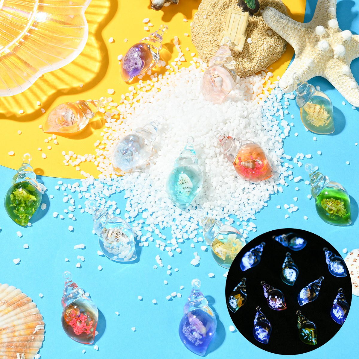 30个夜光海螺树脂吊坠DIY饰品