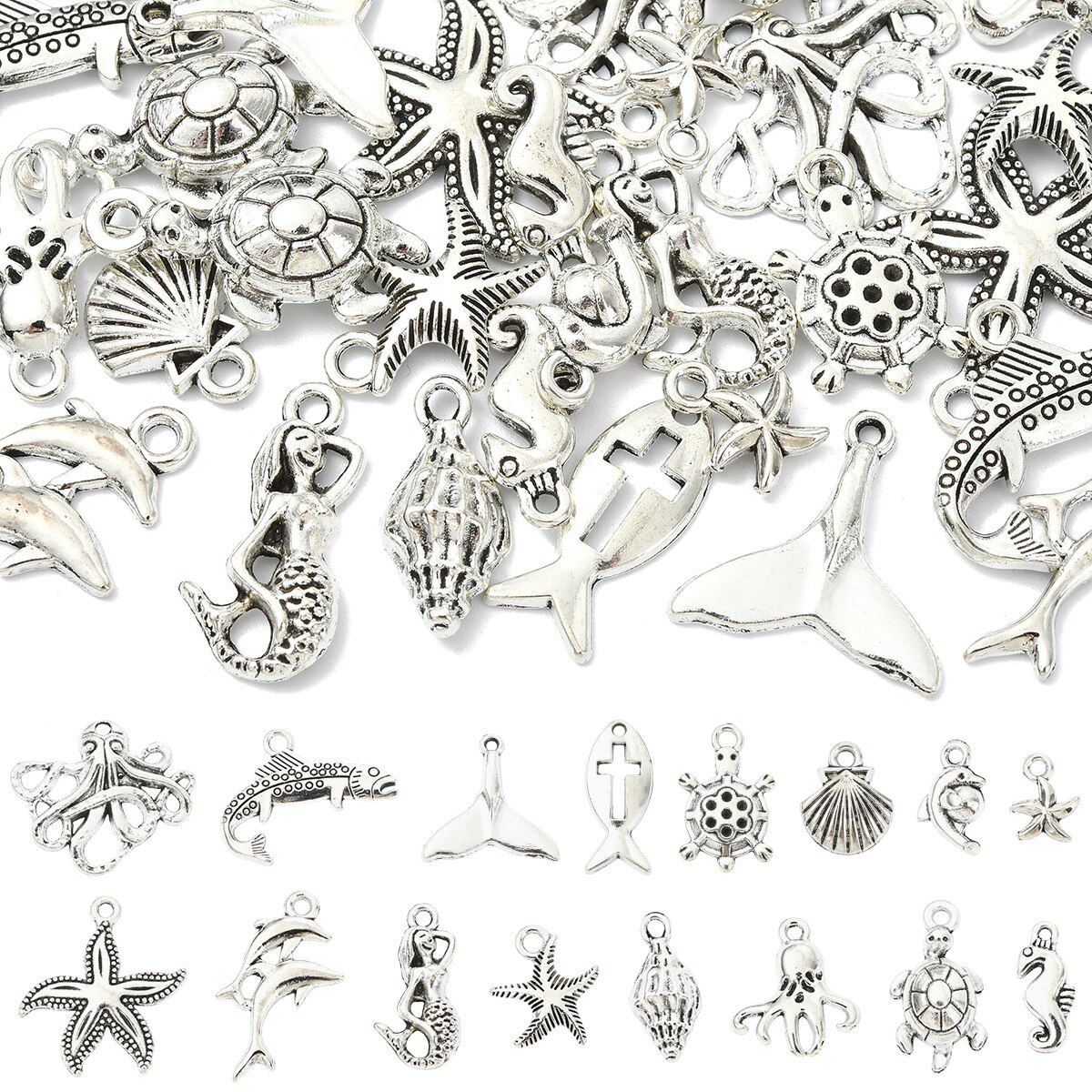 海洋动物藏银色金属配件DIY手工饰品高级轻奢小众女项链手链吊坠