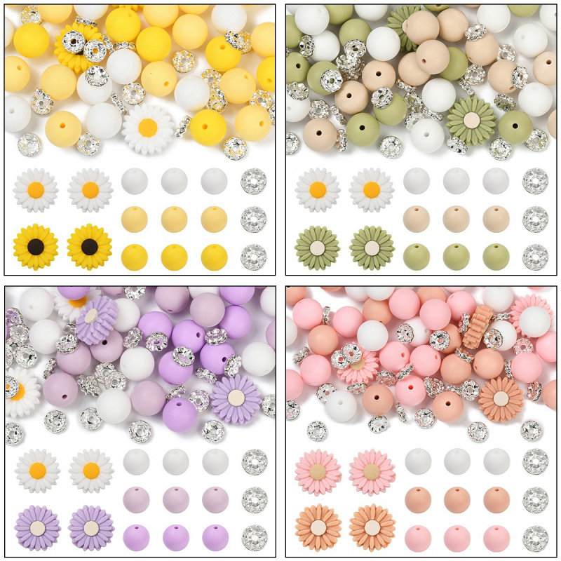 小雏菊硅胶珠隔珠diy串珠饰品ins创意手链手机链包包挂件制作材料