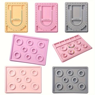 项链手链手串珠宝设计盘塑料植绒串珠盘DIY工具台尺寸刻度测量盘