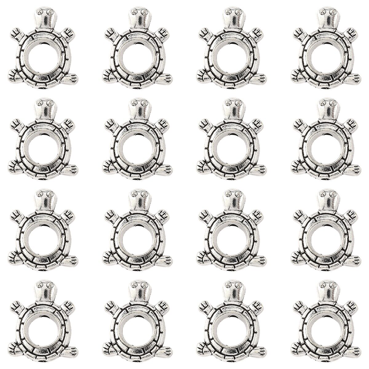 【长寿吉祥好运】藏银合金乌龟直孔珠 DIY串珠配件 项链手链挂件