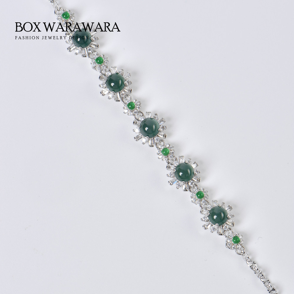 BOXWARAWARA银镶翡翠蓝水手链女