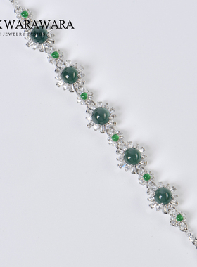 BOXWARAWARA银镶翡翠蓝水手链女