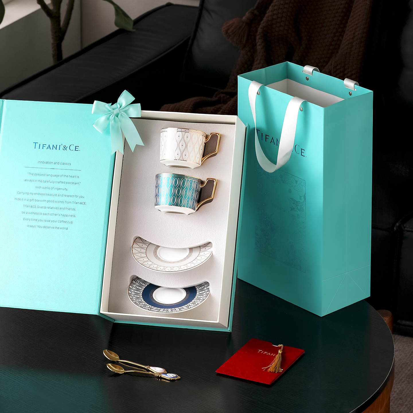 TIFANI星芒菱影法式骨瓷马克杯子