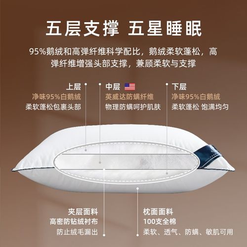斯得福五星级酒店羽绒枕头护颈椎95鹅绒枕芯全棉柔软舒适回弹