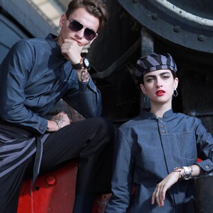 服务员长袖男女酒店工作制服餐厅加厚复古酒店餐饮工作服秋冬装