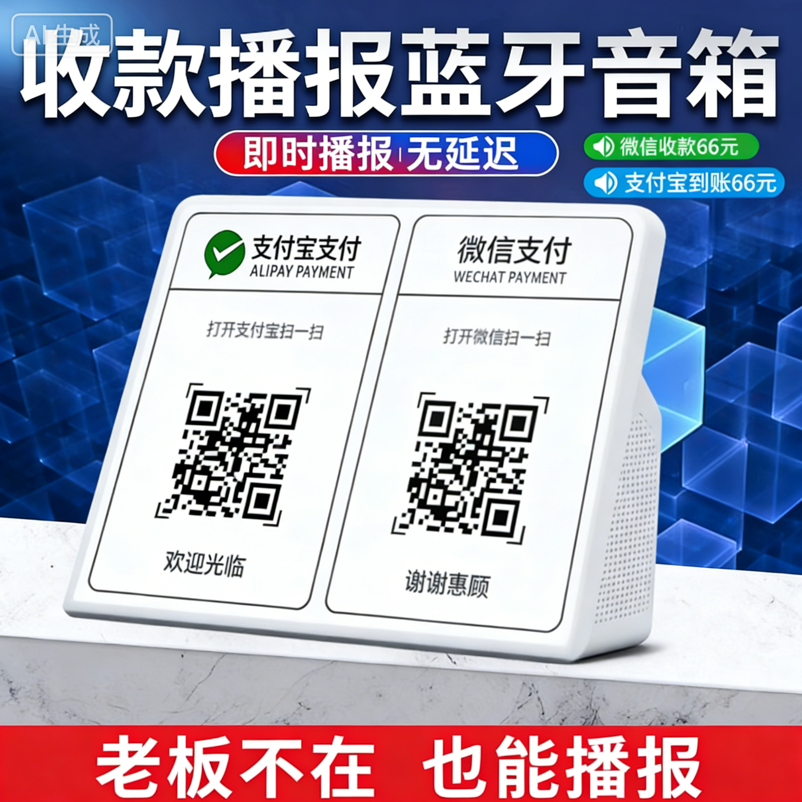 微支付扫码收款语音播报提示音响