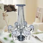 多头带花架烛台高脚透明蜡烛杯家用桌面展示布置用品水晶香薰花艺