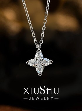 轻奢四角星小众925银时尚百搭锁骨项链吊坠镶嵌高碳钻2025新款