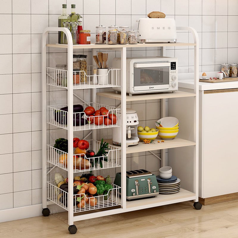 落地微波炉用品收纳架多层多功能家用储物架子可移动厨房置物架子