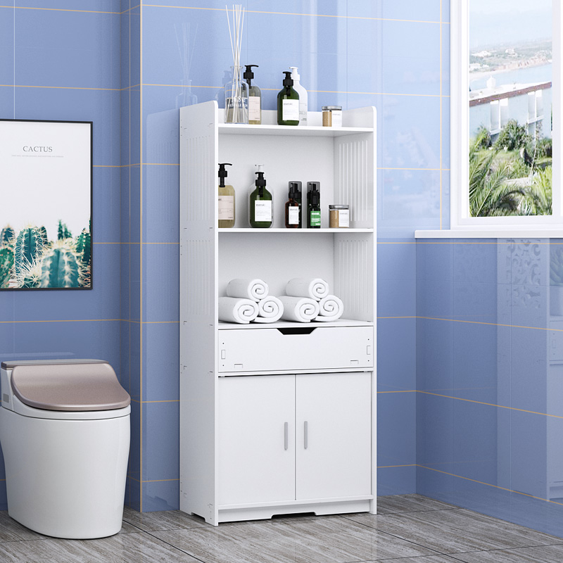 卫生间置物架收纳架浴室落地储物柜洗手间夹缝角柜防水收纳柜窄柜
