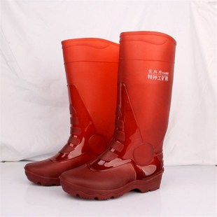 男式雨鞋红色e高筒水鞋厨房防水胶鞋高帮雨靴长筒工地鞋男士劳保