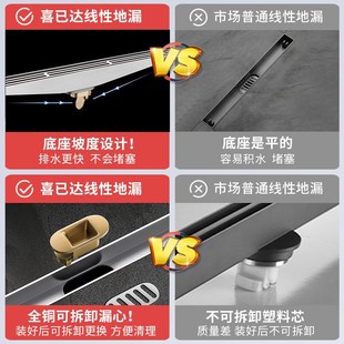 带坡度 极简地漏防臭线性长条形加F长线型淋浴房格栅排水槽定