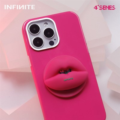 不定式 b四度感官嘴巴磁吸气囊手机支架粉色硅胶肤感指环扣