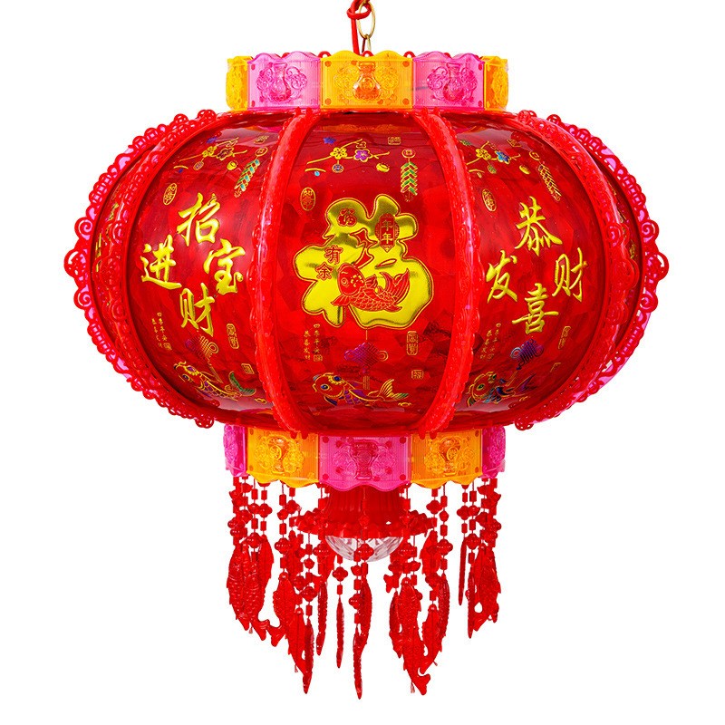 新年七彩lefd旋转走马灯一对阳台大门口灯笼吊灯春节装饰2024灯笼