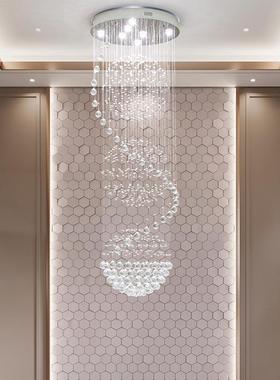 旋转楼梯吊灯简约个性餐厅别墅复式楼样板房跃层挑空水晶长吊灯