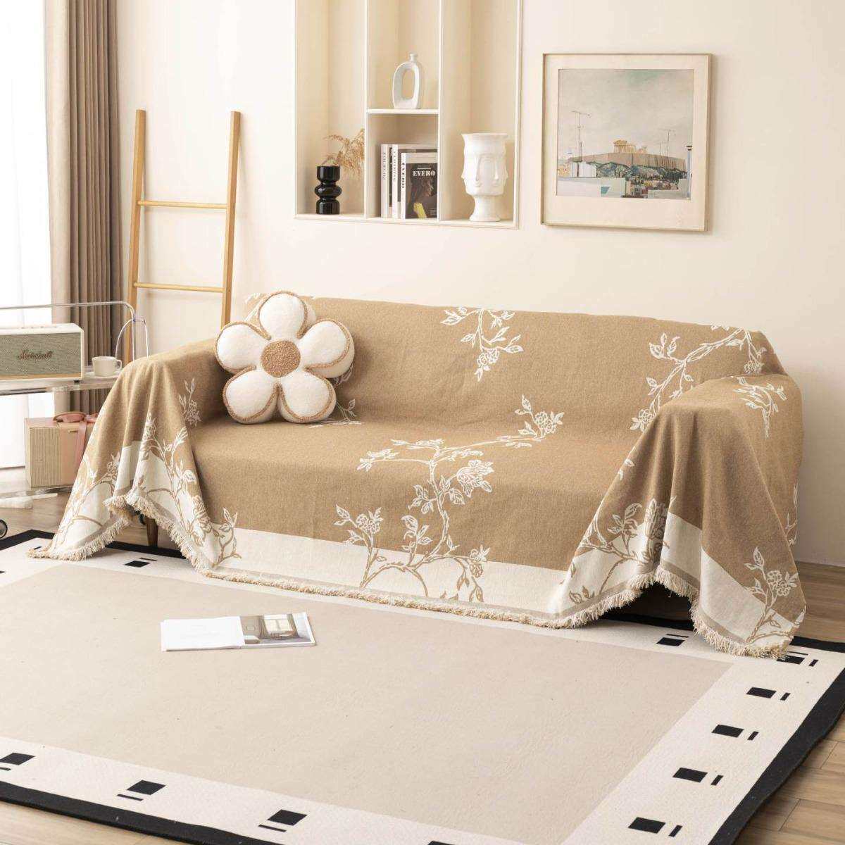 沙发巾全盖布简约风棉纱露营毯沙发垫盖巾四季通用全包沙发套纯棉