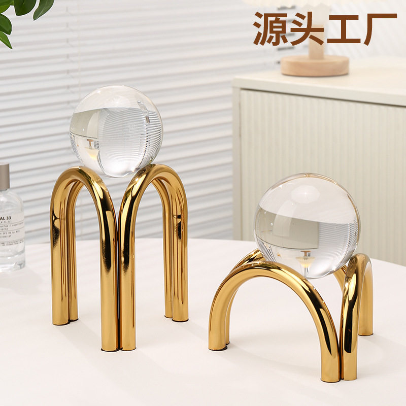欧式金属水晶球制品摆件高级感家居客厅桌面装饰工艺品摆设批发厂