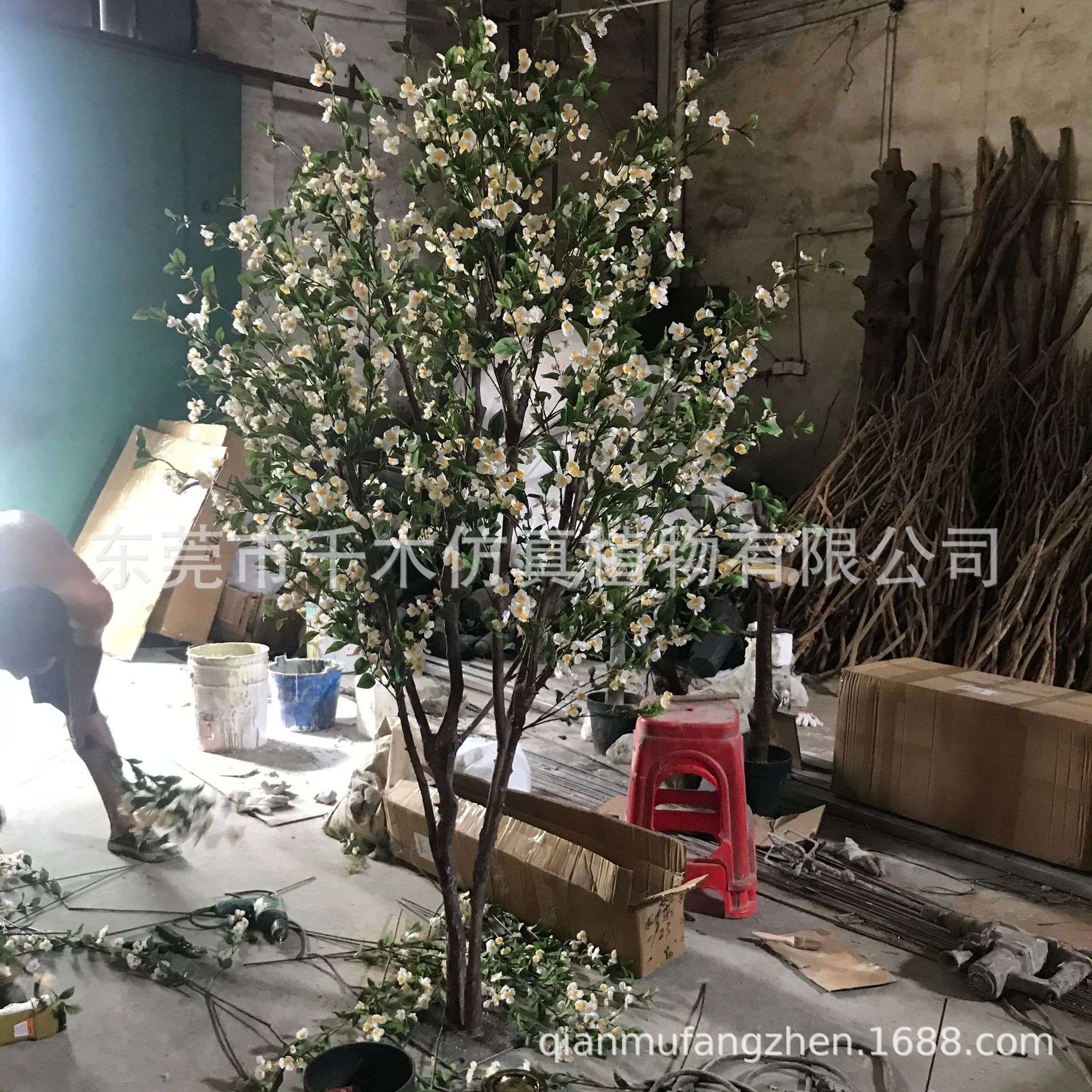 大型海棠花假树绿植装饰仿真树室内客厅装饰摆件落地景观海棠花树