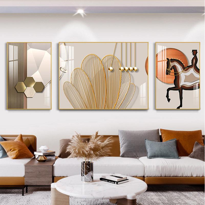 现代简约装饰画客厅沙发背景走廊壁画三联意式轻奢大气高档挂画