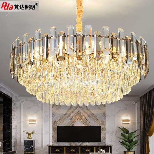 2021新款圆形后现代水晶吊灯轻奢客厅灯椭圆餐厅卧室灯饰吊灯包邮