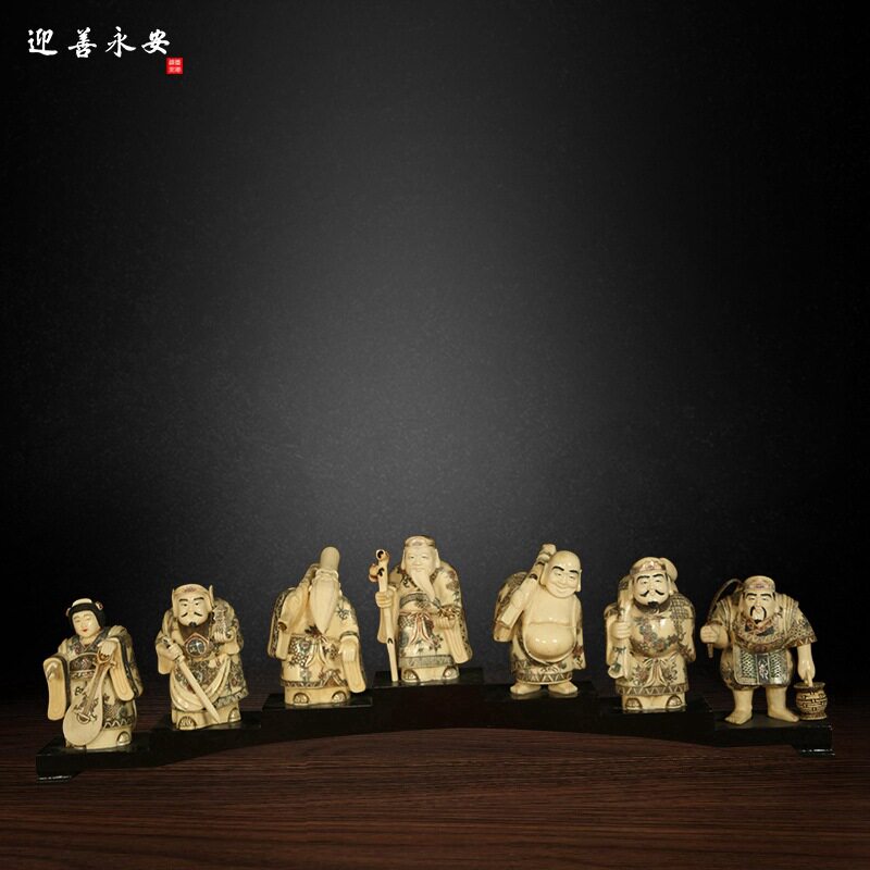木雕七福神实木牛骨雕仿猛犸表面古彩工艺大黑天家居摆件厂家直销