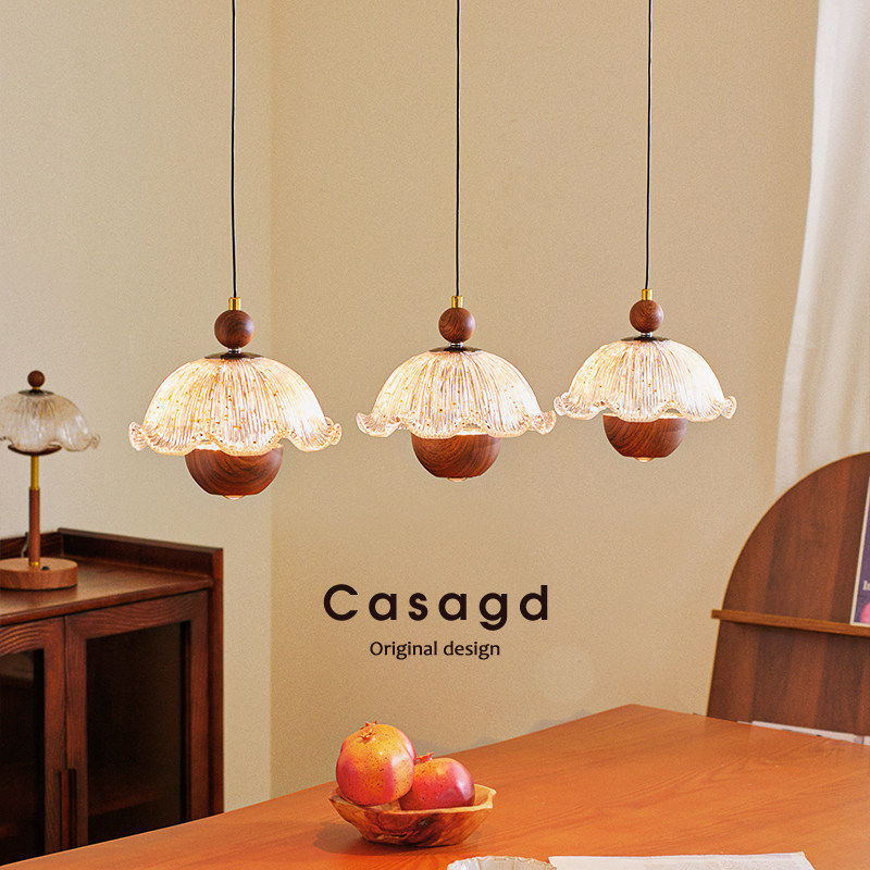 CASA法式中古风金箔花瓣餐厅吊灯全光谱护眼氛围感餐桌玄关小吊灯
