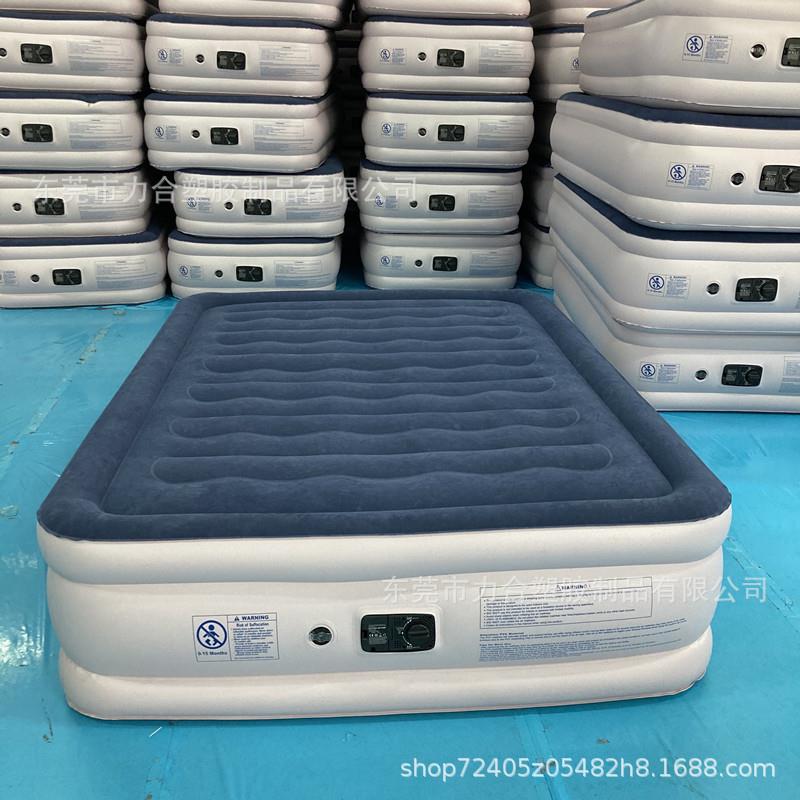 现货蓝色60丝pvc双人加高加厚植绒充气床户外旅行床露营床午