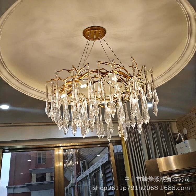 冰柱意大利轻奢水晶灯客厅树枝吊灯餐厅吧台餐桌水晶风长条