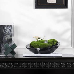 简约现代风客厅电视柜茶几玄关样板房创意大理石微景花盆造景摆件