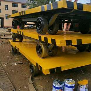 工厂集装箱运输平板车工矿货物运输全挂车大型四轮转向拖板车