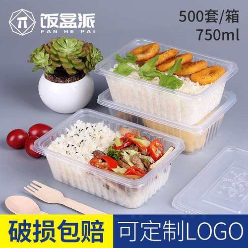 PA-02单格长方形快餐盒带盖750ml一次性加厚打包盒饭盒