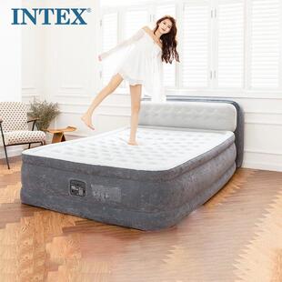 INTEX64448内置电泵线拉单双人加厚加高靠背式冲气垫床便携标配