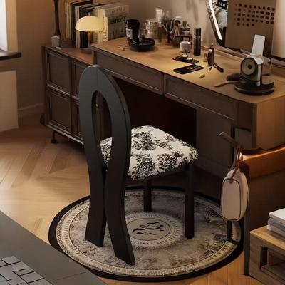 卧室梳妆凳化妆桌椅子中古风餐桌椅法式复古餐椅实木椅子化妆凳