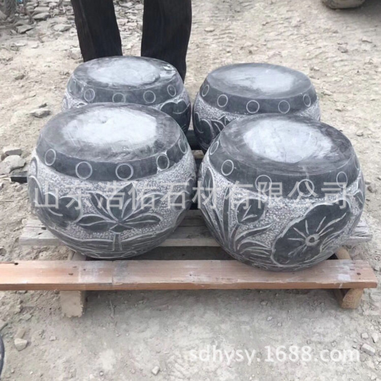 石墩子 浮雕雕花柱顶石柱脚石 柱基石柱基石 青石手工制作
