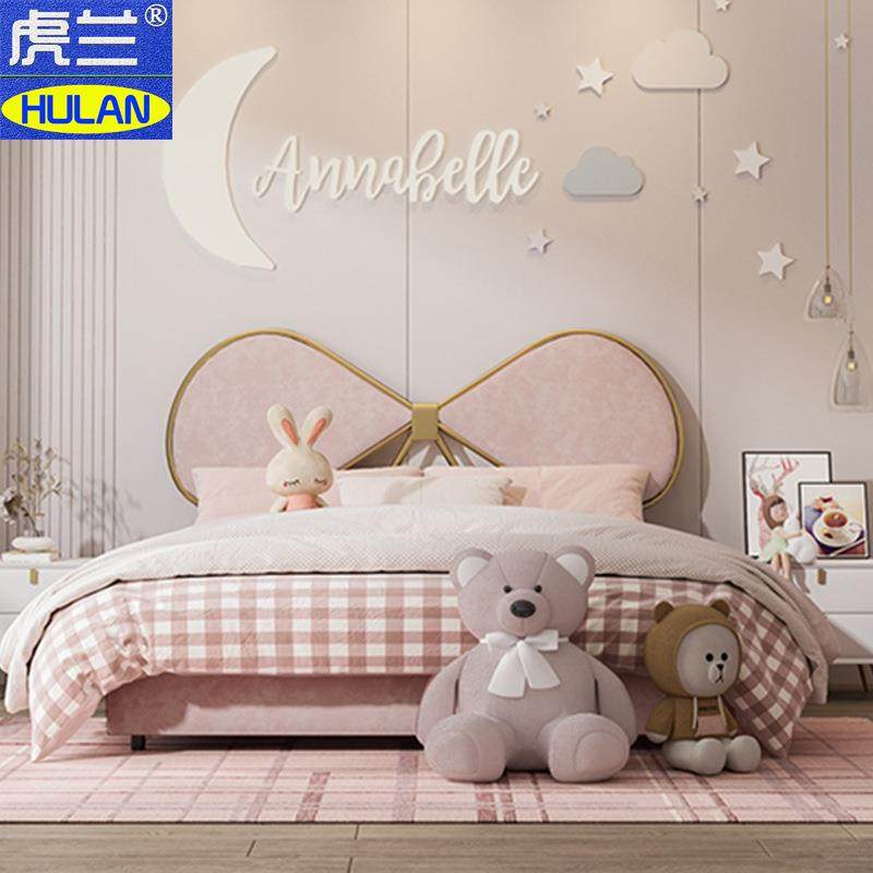 网红青少年公主床蝴蝶结床1.5米少女床1.8米女孩床现代轻奢粉色床