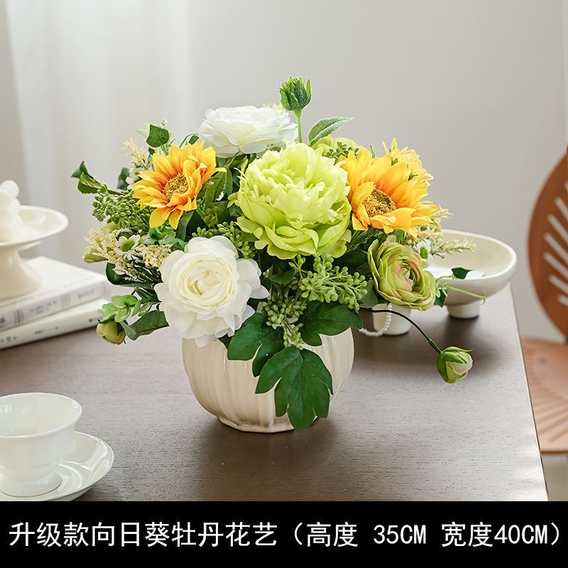 仿真花艺套装家居餐桌桌面轻奢摆件摆设假花装饰花绢花客厅花艺