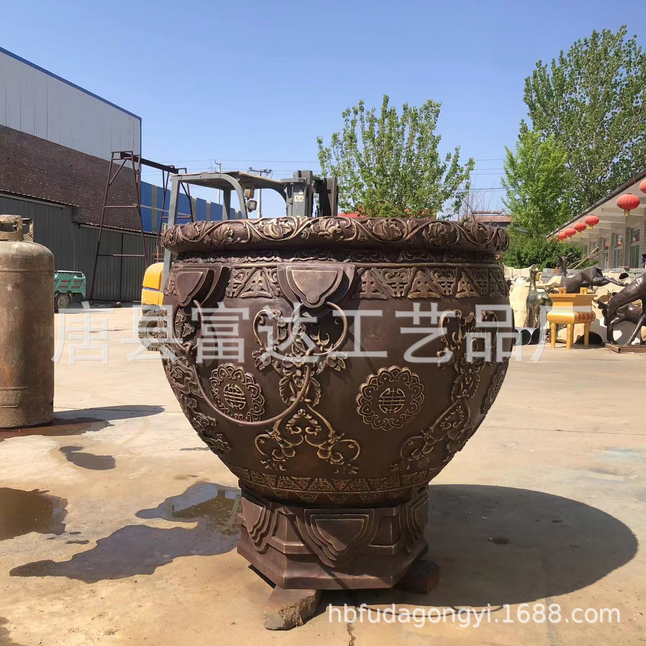 铜缸仿古青铜器铸铜厂金属养鱼荷花纯铜大缸酒店ktv狮头缸聚宝盆