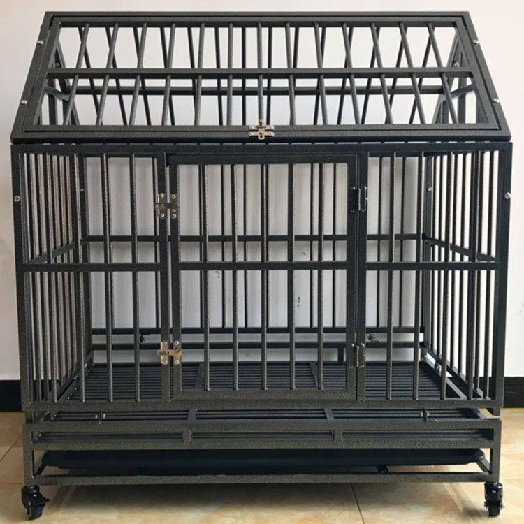 美鑫狗笼子大型犬屋顶狗笼金毛圆管狗笼37英寸出口穿管折叠笼子