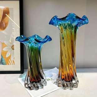 轻奢高级感厚重琉璃花瓶现代家居办公室艺术摆件样板间装饰品水养