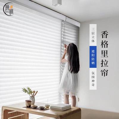 网红简约香格里拉帘遮阳防晕眩百叶卷帘柔纱帘书房卫生间窗帘