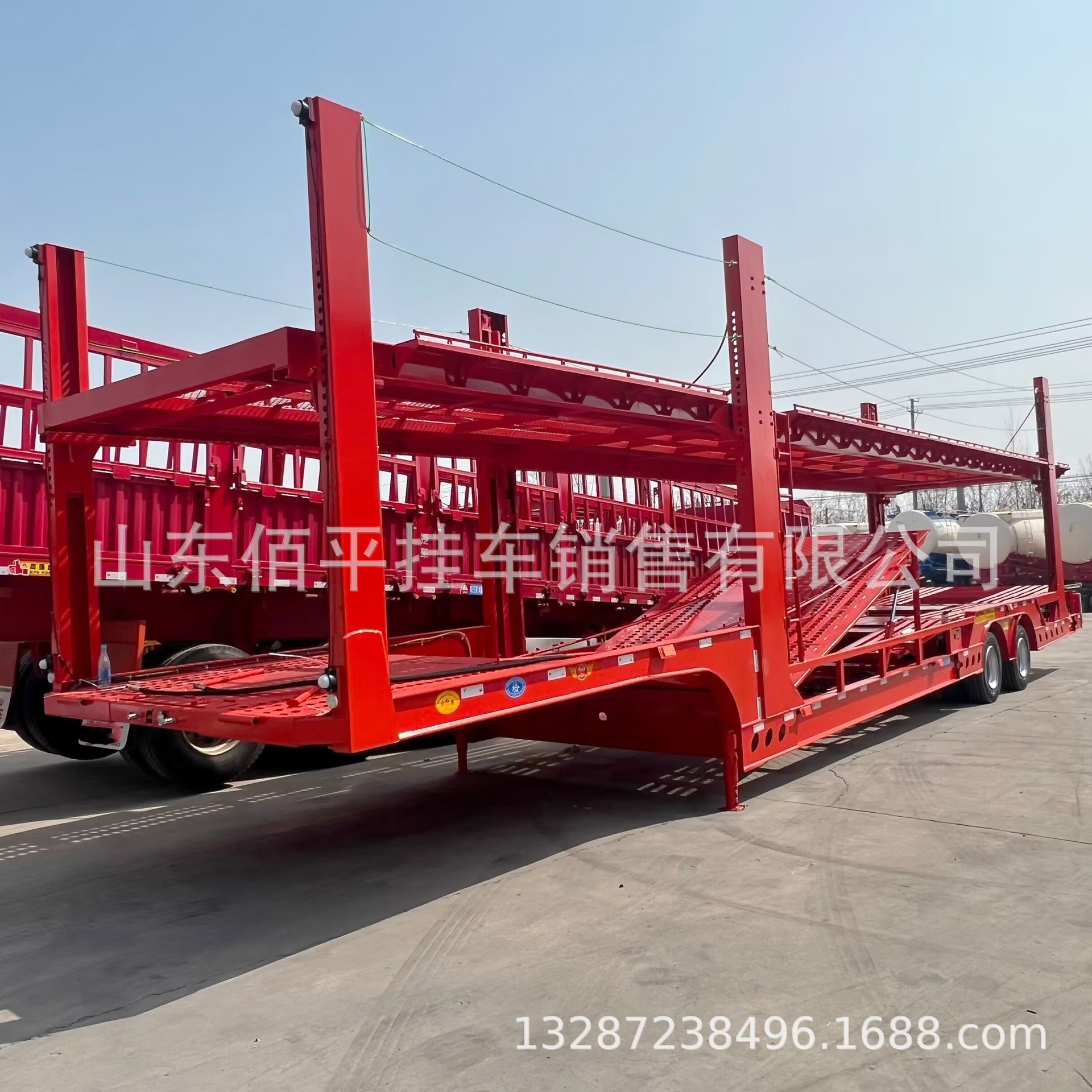 大型双桥子母高栏轿运半挂车