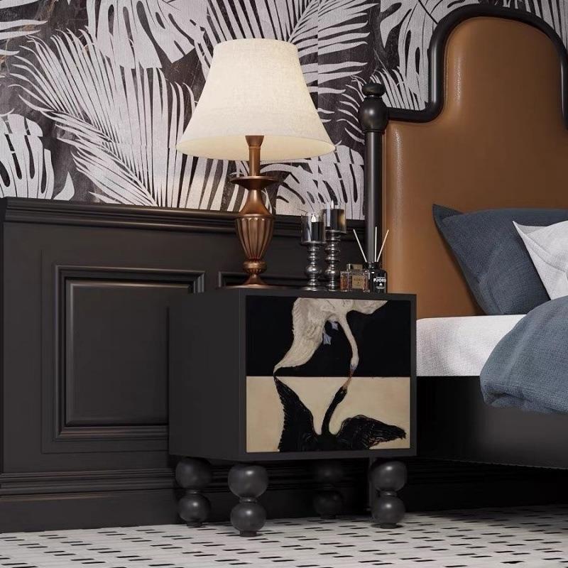 法式复古高级轻奢抽屉床头柜家用卧室实木客厅收纳储物柜小型斗柜