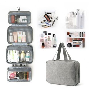 外贸跨境四折干湿分离可挂多色收纳洗漱化妆品便携洗漱包化妆包