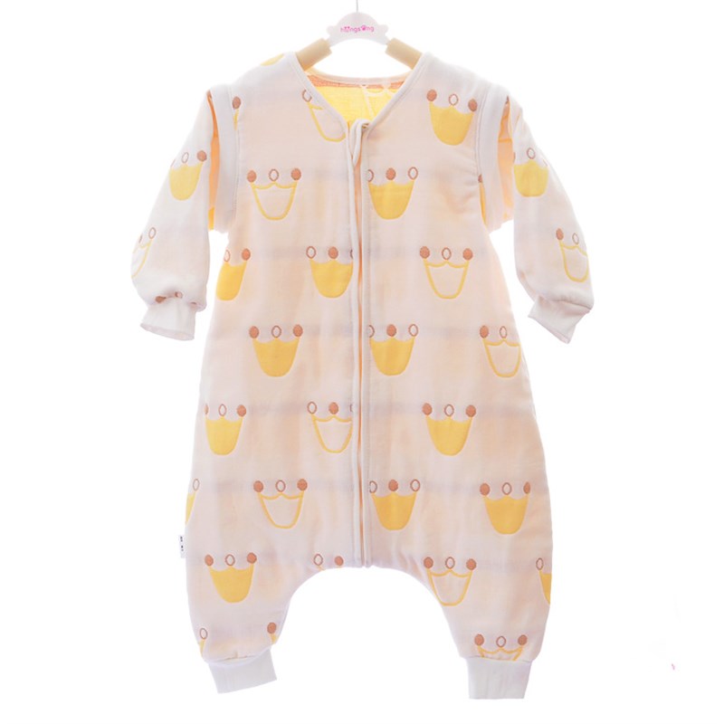 婴儿分腿睡袋 纱布双层短袖3A层6层可拆爬服 春夏秋冬四季