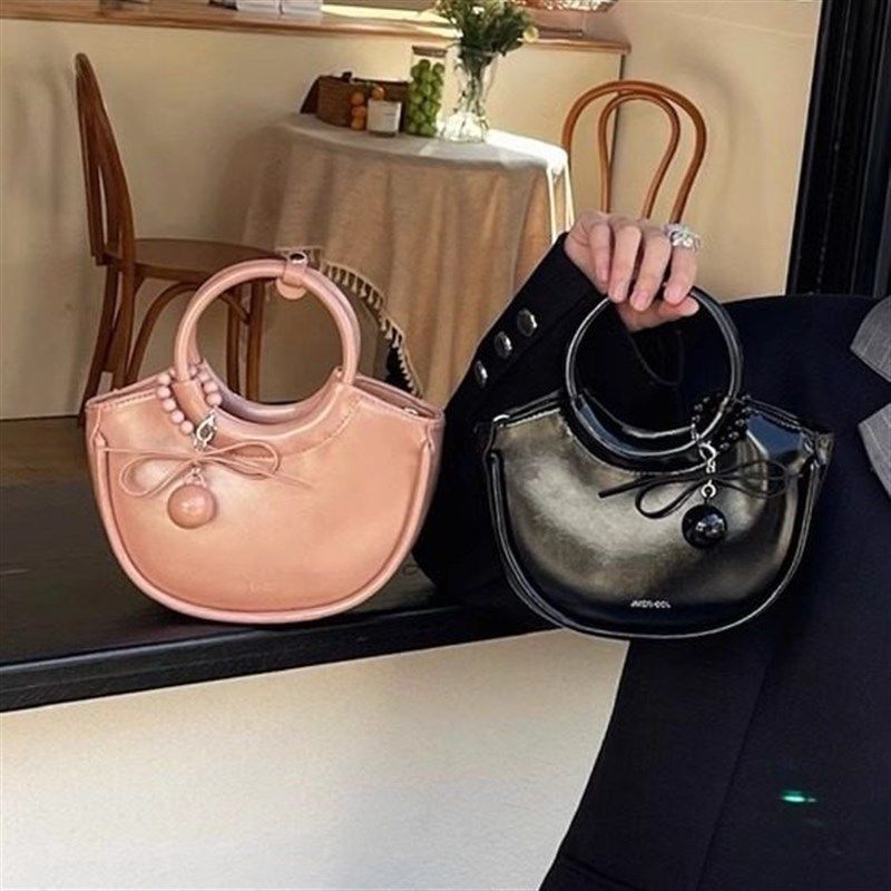 可爱精致手提包菜篮子包女高级感小众设计手拎包真皮斜挎包小包包