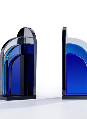 现代几何极简美欧式轻奢高档别墅样板间书房柜架水晶装饰品书靠档