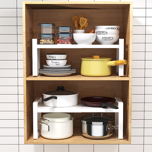 厨房分层架橱柜隔层下水槽置物架A隔板柜内收纳架不锈钢储物架锅