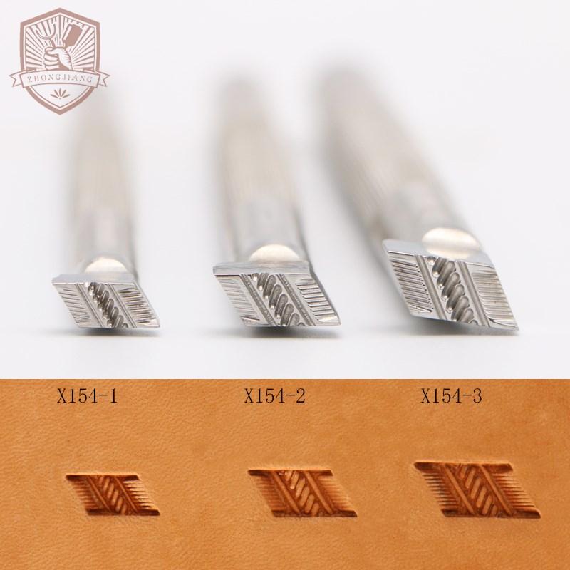 X154-1e/X154-2/X154-3 草席纹 皮雕印花工具众将一体不锈钢