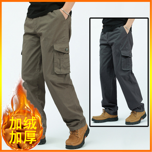 宽松秋款 工装 裤 秋冬季 中年男士 男加绒加厚纯棉新款 长裤 子 休闲裤